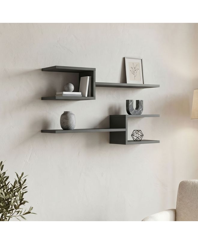 Ραφιέρα τοίχου Galler ανθρακί 79x19.5x18εκ