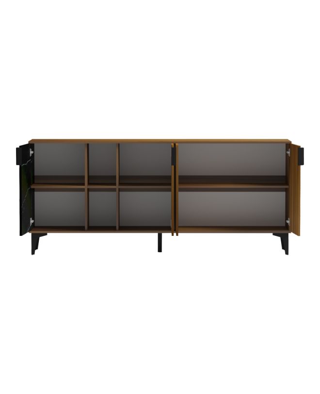 Μπουφές Riba καρυδί-μαύρη όψη μαρμάρου 180x40x78εκ