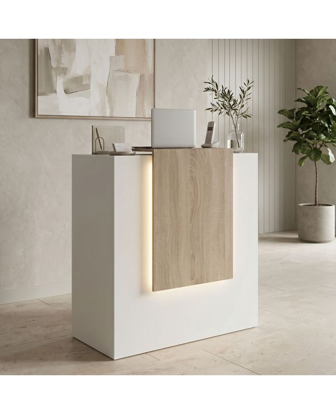 Γραφείο reception Zowel με led λευκό - sonoma 90x40x110εκ