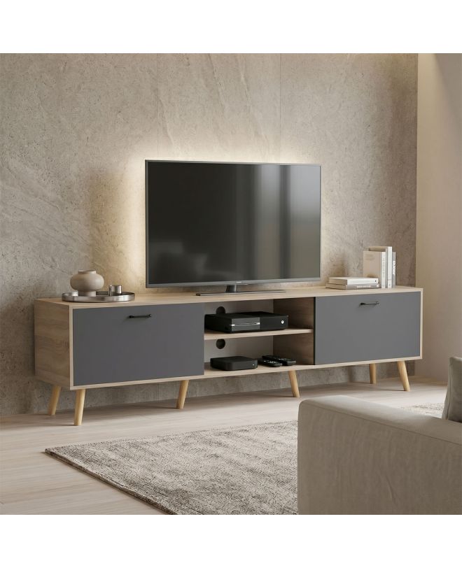 Έπιπλο τηλεόρασης Gorna sonoma-ανθρακί 180x35x48.6εκ