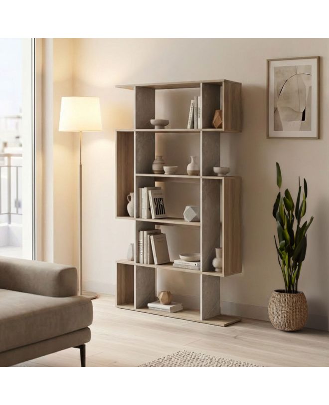 Βιβλιοθήκη Mito sonoma - μπεζ μαρμάρου 108.5x25x161εκ