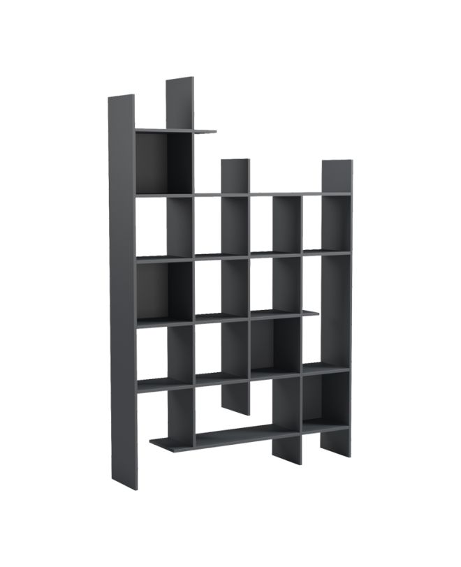 Βιβλιοθήκη Manco ανθρακί 122x25.5x188εκ