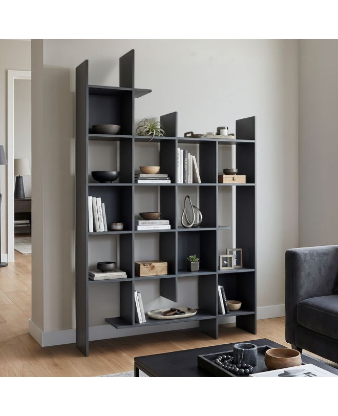 Βιβλιοθήκη Manco ανθρακί 122x25.5x188εκ