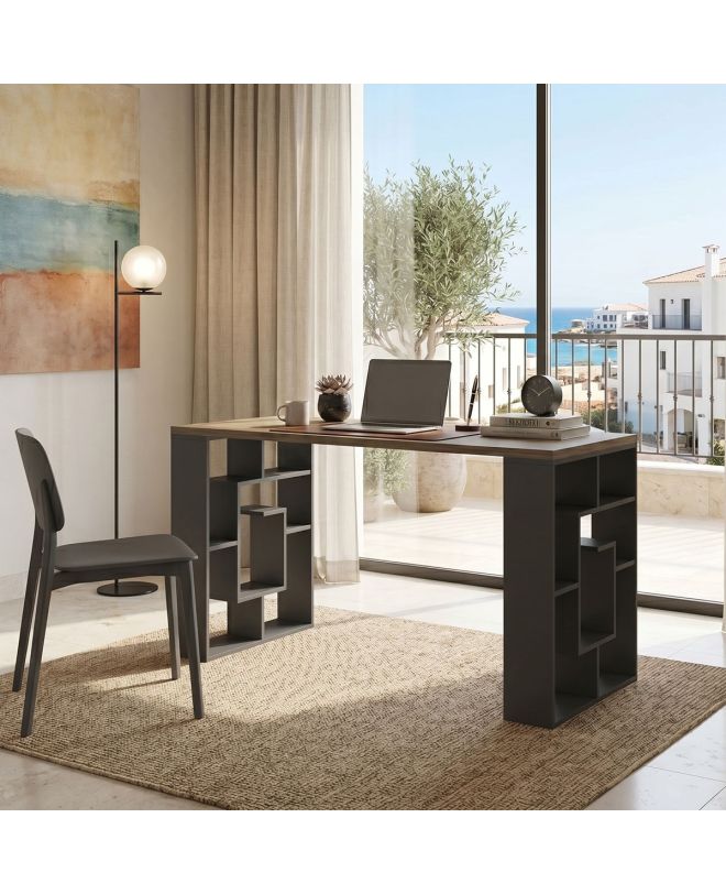 Γραφείο εργασίας Lovet ανθρακί-sonoma 140x60x72εκ
