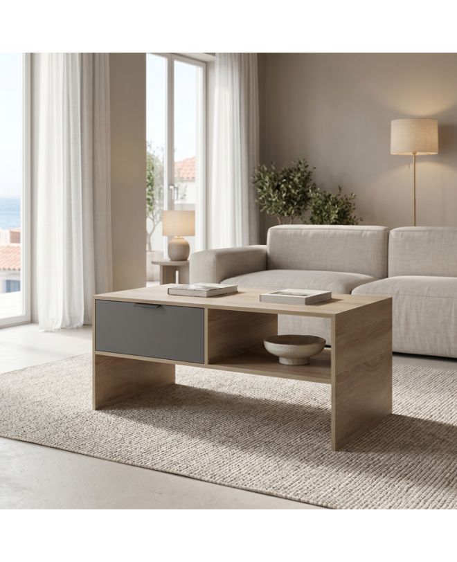 Τραπέζι σαλονιού Felina sonoma-ανθρακί 100x50x45εκ
