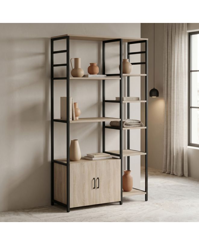 Επιδαπέδια ραφιέρα Ranea sonoma-μαύρο 85x32x150εκ