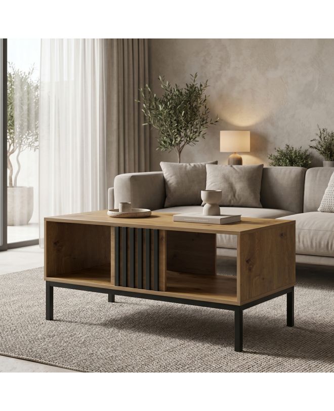 Τραπέζι σαλονιού Delanka oak-μαύρο 92x50x46εκ