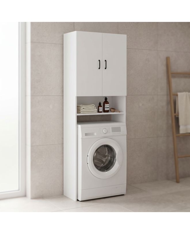 Έπιπλο πλυντηρίου Tzelio λευκό 65x30x180εκ