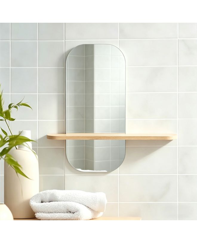 Καθρέπτης Lunaria MDF σε φυσική απόχρωση 60x11.5x60εκ