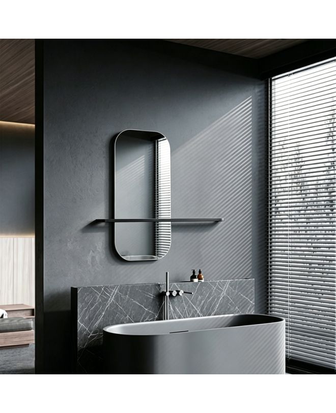 Καθρέπτης Lunaria μαύρο MDF 60x11.5x60εκ