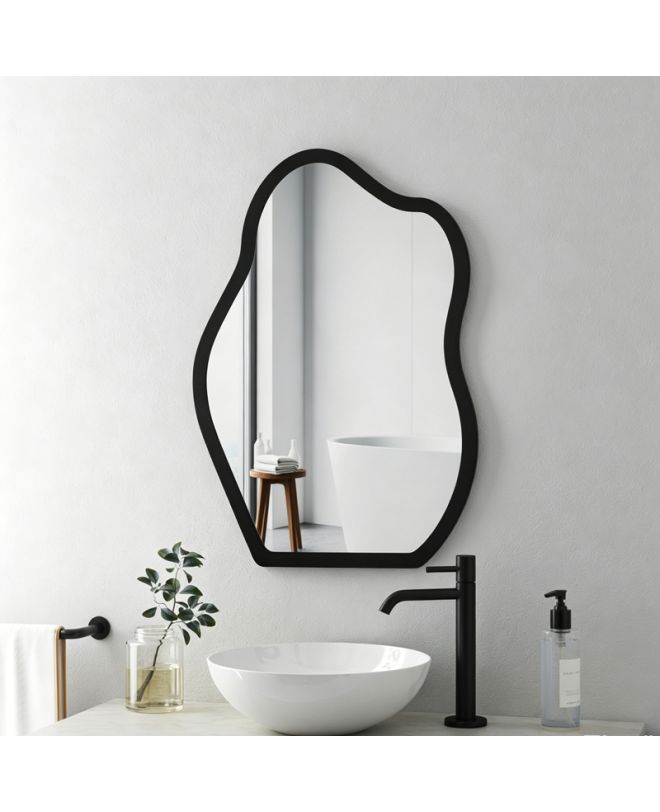 Καθρέπτης Evanthia μαύρο MDF 36x1.2x56 εκ