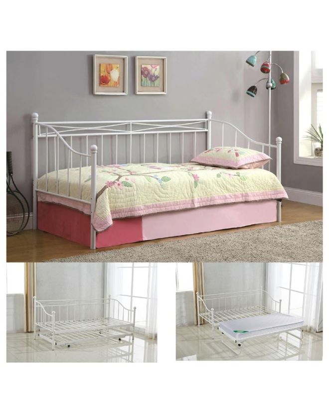 MARIN Daybed Κρεβάτι (90x190) + Βοηθητικό Κρεβάτι (85x185) Μέταλλο Βαφή Άσπρο