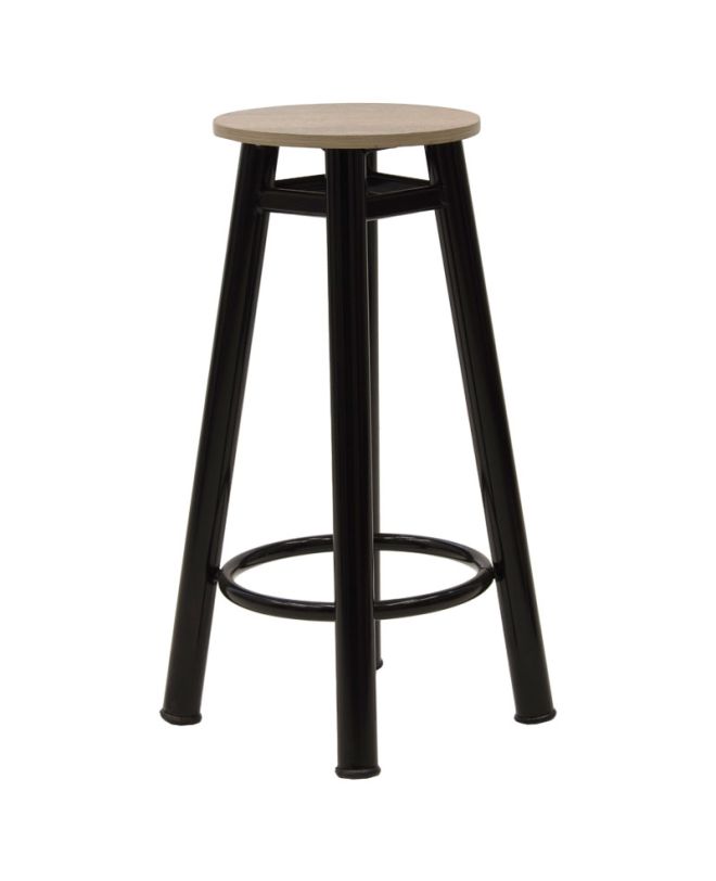 Σκαμπό μπαρ Onyx ξύλο δρυς-μέταλλο μαύρο gloss Φ33x77εκ