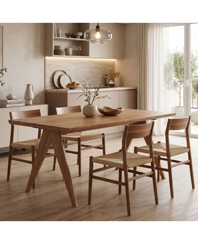 Τραπέζι Winslow ξύλο rubberwood ανοικτό καρυδί 160x85x75εκ