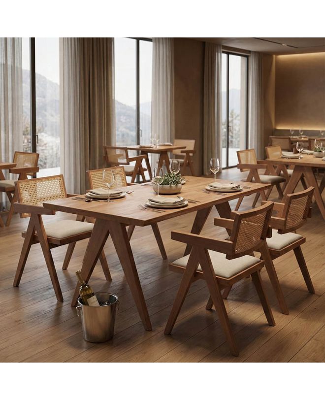 Τραπέζι Winslow ξύλο rubberwood σε ανοιχτό καρυδί χρώμα 180x85x75εκ