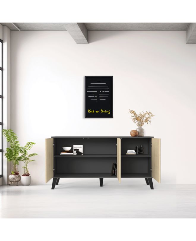 Μπουφές Billie ανθρακί-sonoma 149x40x77εκ