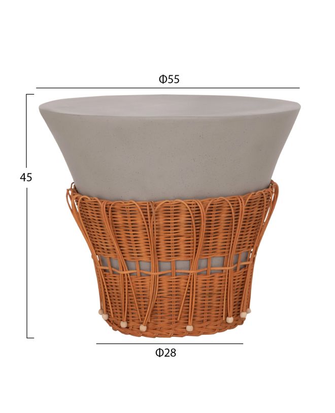 ΤΡΑΠΕΖΙ ΣΑΛΟΝΙΟΥ PERRAL HM18164.03L FIBER CEMENT ΓΚΡΙ-ΦΥΣΙΚΟ RATTAN--Φ55x45Υεκ