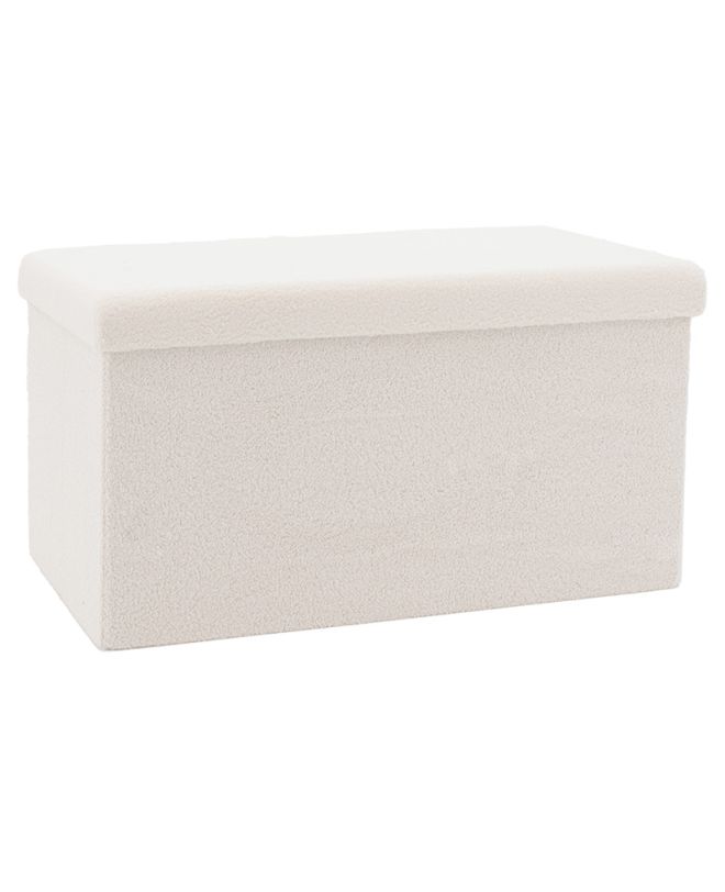Σκαμπό-μπαούλο Forward ύφασμα μπουκλέ ivory 76.5x38x37.5εκ