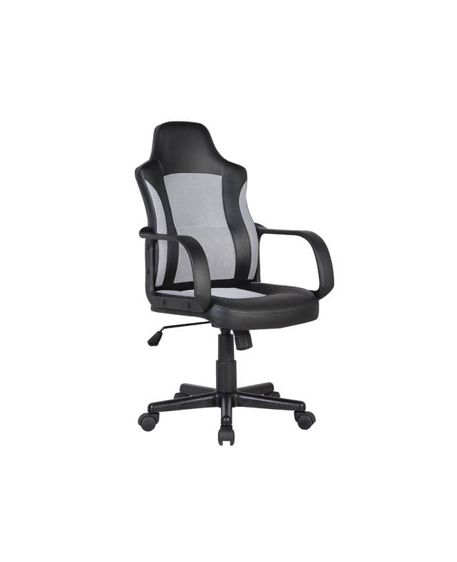 BF2850 Πολυθρόνα Γραφείου Διευθυντή, Mesh Γκρι, PU Μαύρο