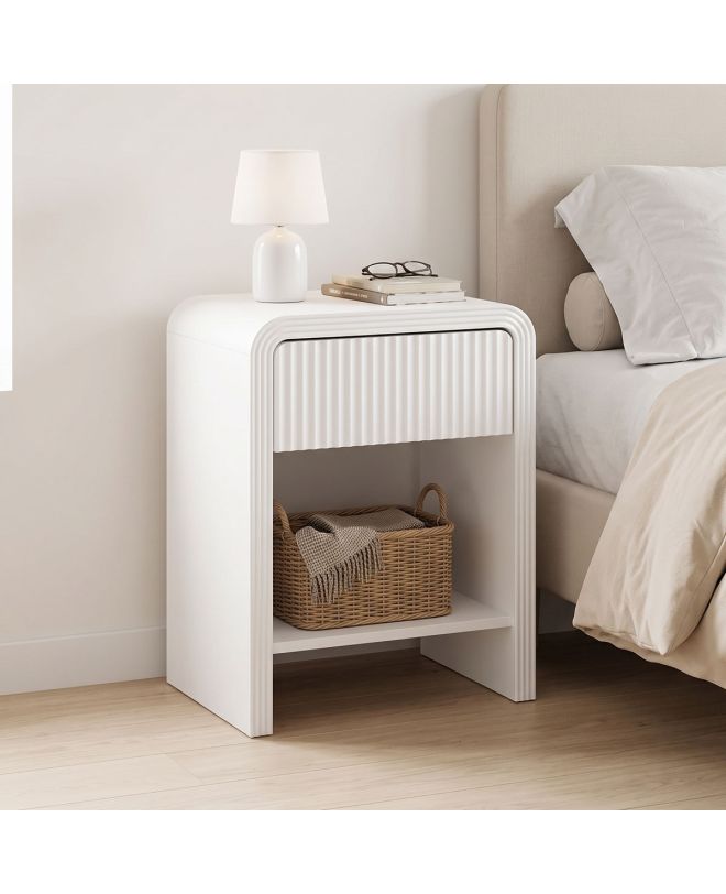 Κομοδίνο Zeplen MDF σε λευκή απόχρωση 40x30x53εκ