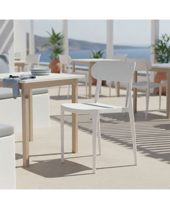 Καρέκλα Amvroan στοιβαζόμενη με UV protection λευκό pp 51x49x79.5εκ