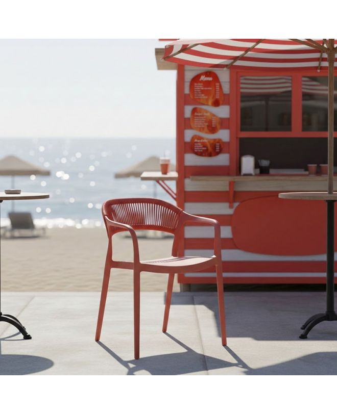 Πολυθρόνα Ankara στοιβαζόμενη pp-pe rattan σε terracotta απόχρωση 54x55.5x77εκ