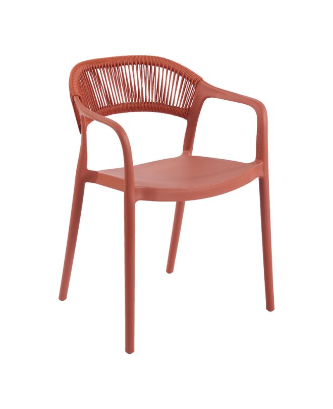 Πολυθρόνα Ankara στοιβαζόμενη pp-pe rattan σε terracotta απόχρωση 54x55.5x77εκ