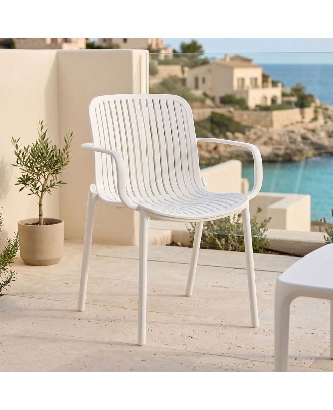 Πολυθρόνα Teragi στοιβαζόμενη pp με UV protection λευκή 59x57x82εκ