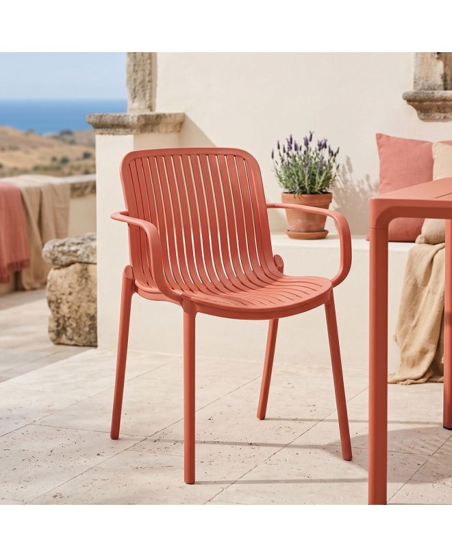 Πολυθρόνα Teragi στοιβαζόμενη pp με UV protection terracotta 59x57x82εκ