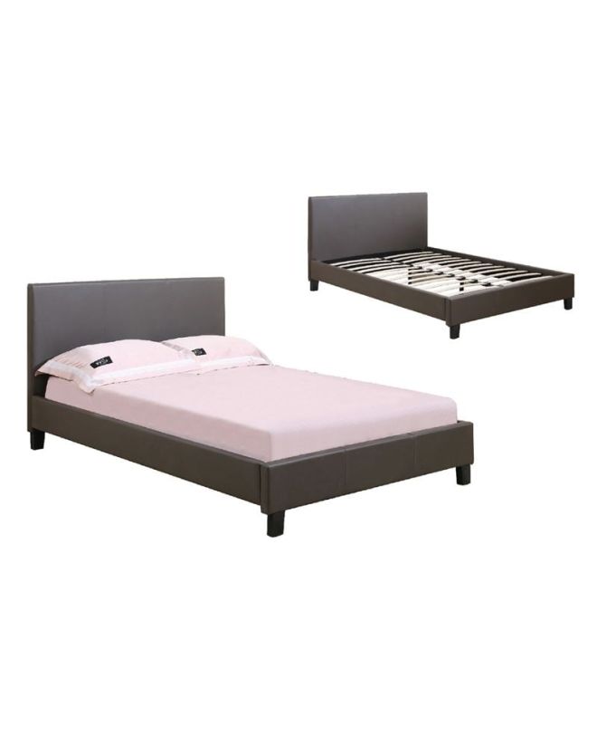 WILTON Κρεβάτι Διπλό, για Στρώμα 150x200cm, PU Σκούρο Καφέ