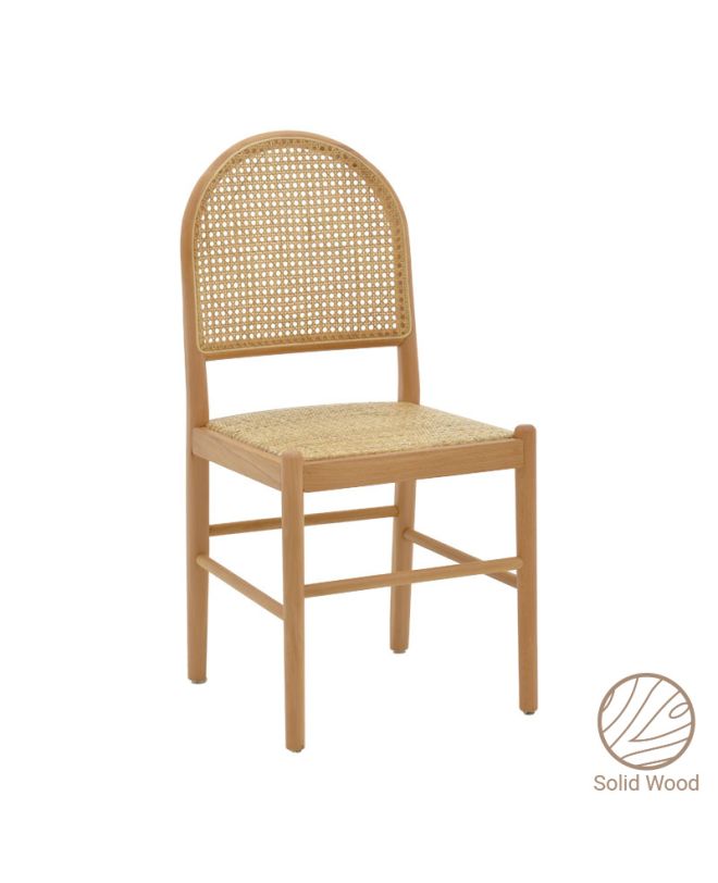 Καρέκλα Alessia ξύλο οξιάς-rattan φυσικό 43x44x89εκ