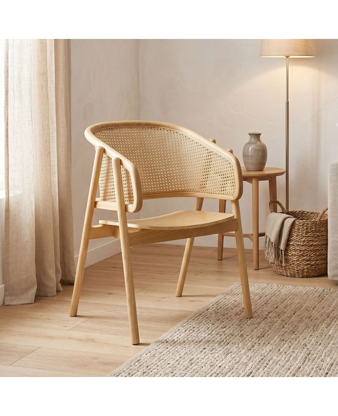 Πολυθρόνα Wenzy φυσικό Rattan - μασίφ ξύλο toon 58x58x82εκ