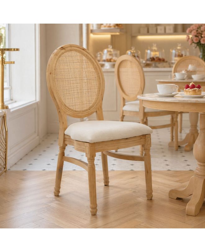 Καρέκλα Canco φυσικό rubberwood-φυσικό rattan 50x53x98εκ