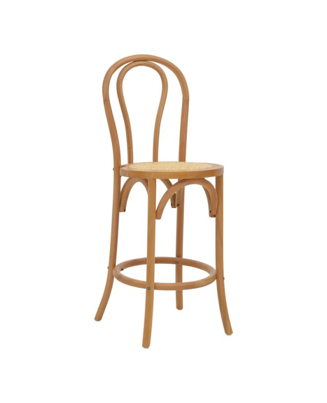 Σκαμπό μπαρ Thonet φυσικό ξύλο οξιάς-έδρα φυσικό rattan 41x50x105εκ