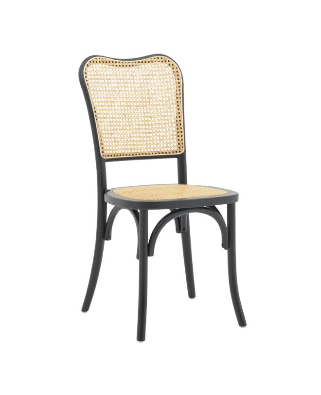 Καρέκλα στοιβαζόμενη Zozele φυσικό rattan pe-μαύρο toon wood 45x51x88εκ