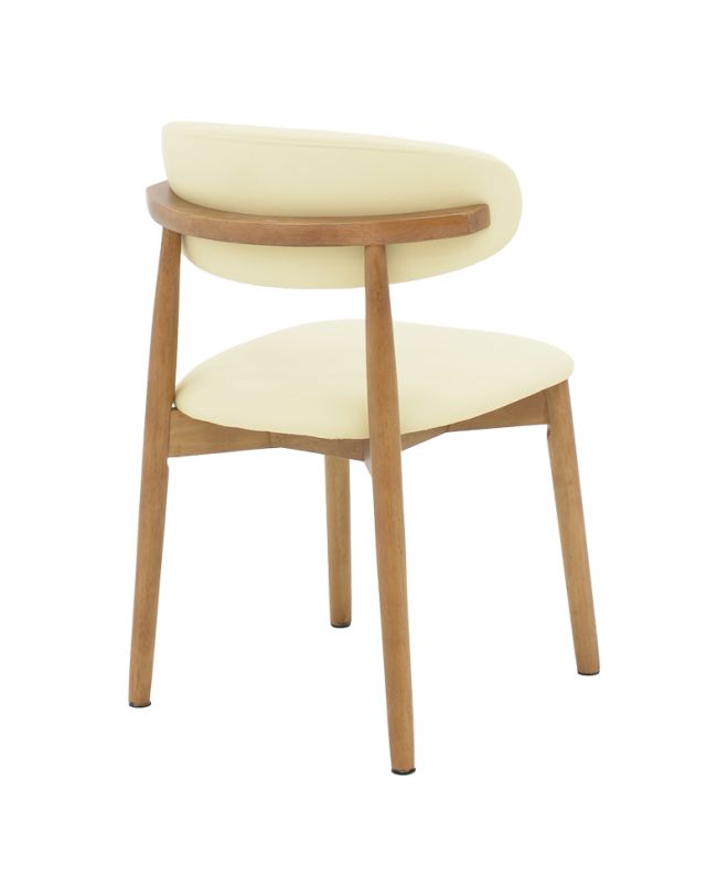Καρέκλα Ubene rubberwood και pu σε καρυδί και μπεζ απόχρωση 46x58x79εκ