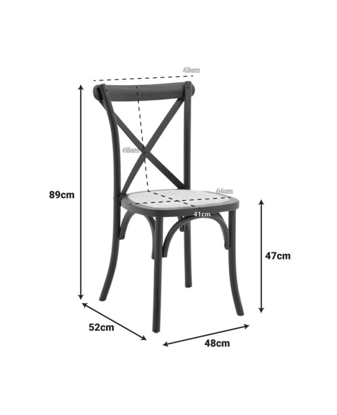 Καρέκλα Dylon στοιβαζόμενη ξύλο οξιάς-rattan άβαφη 48x52x89εκ