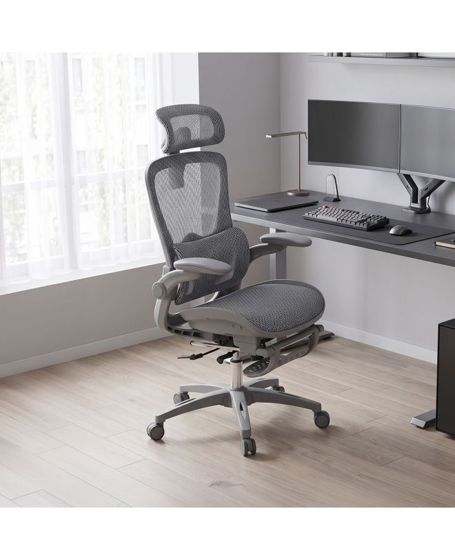 Καρέκλα γραφείου εργασίας Zenyk mesh σε grey απόχρωση 63x70x126εκ