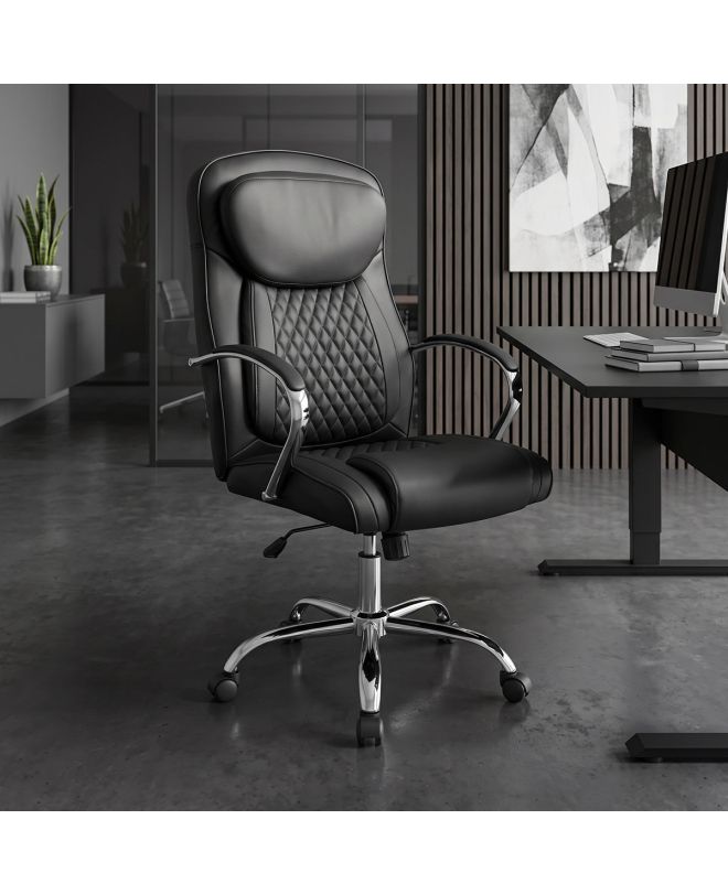 Καρέκλα γραφείου διευθυντή Quilted pu μαύρο 62x70x116εκ