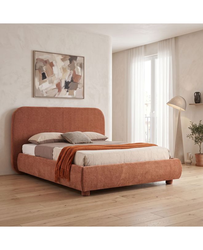 Κρεβάτι Salena terracotta ύφασμα 160x200εκ