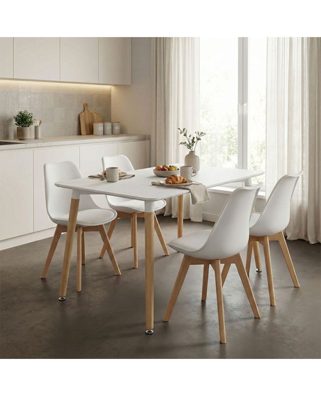 Τραπέζι Natali MDF λευκό-πόδια σε φυσική απόχρωση 120x80x76εκ