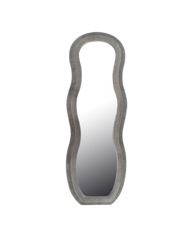 Καθρέπτης Glinde Inart βελούδο σε γκρι απόχρωση 50x3.3x150εκ