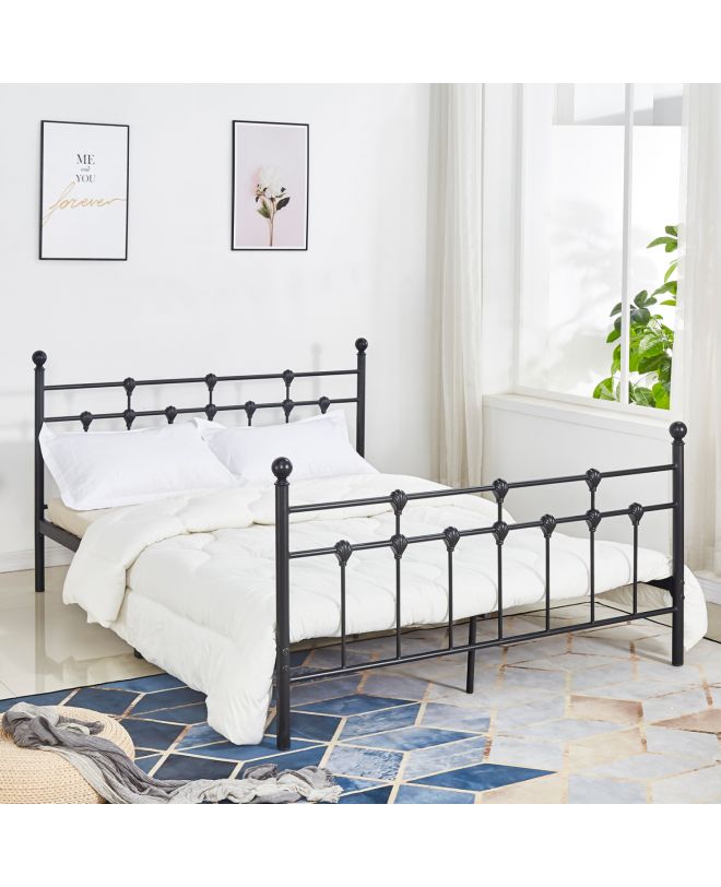 ΚΡΕΒΑΤΙ ΜΕΤΑΛΛΙΚΟ KAMIL 150x200 εκ. ΜΑΥΡΟ ΧΡΩΜΑ HM575.01