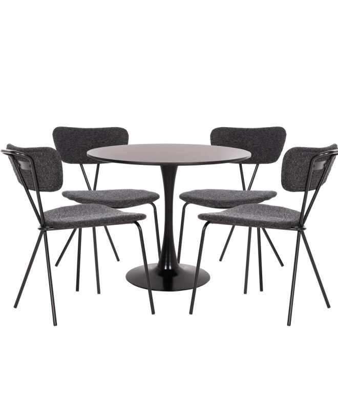 ΣΕΤ ΤΡΑΠΕΖΑΡΙΑΣ 5ΤΜΧ BROLIN HM21200 MDF TOP & ΜΕΤΑΛΛΟ ΜΑΥΡΟ-ΣΚΟΥΡΟ ΓΚΡΙ ΥΦΑΣΜΑ
