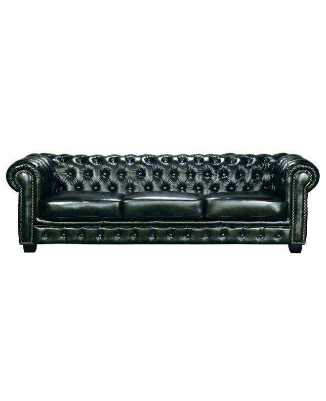 CHESTERFIELD Birmingham Καναπές 4Θέσιος Σαλονιού Καθιστικού, Δέρμα AntiqueGreen