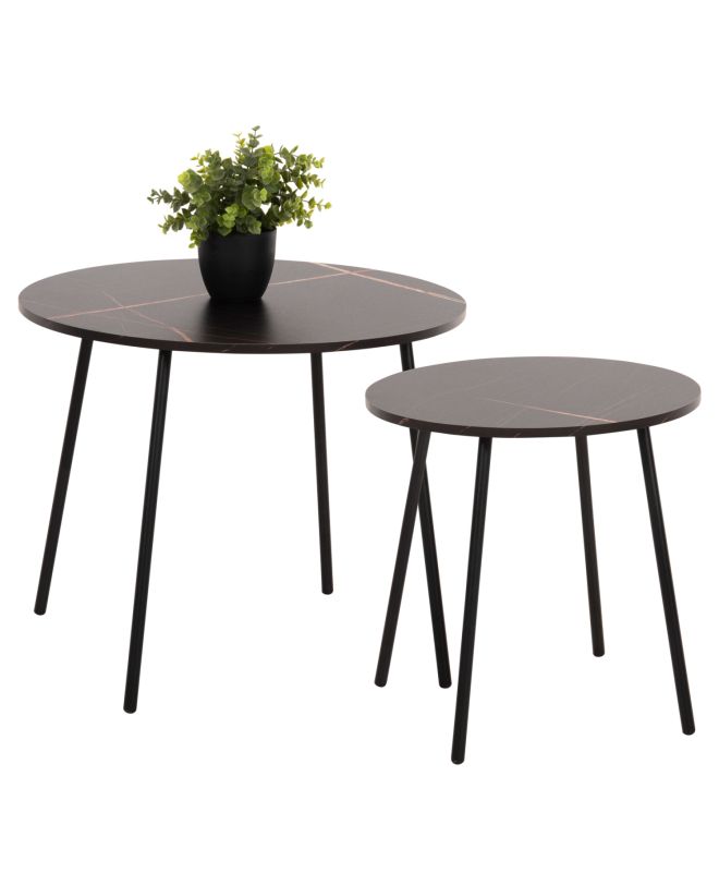 ΤΡΑΠΕΖΙΑ ΣΑΛΟΝΙΟΥ 2ΤΜΧ CUPPER HM9878.13 ΜΕΛΑΜΙΝΗ ΜΑΥΡΟ ΜΑΡΜΑΡΟ-ΜΑΥΡΟ ΜΕΤΑΛΛΟ