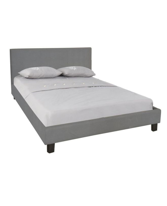 WILTON Κρεβάτι Διπλό για Στρώμα 140x190cm, Ύφασμα Γκρι