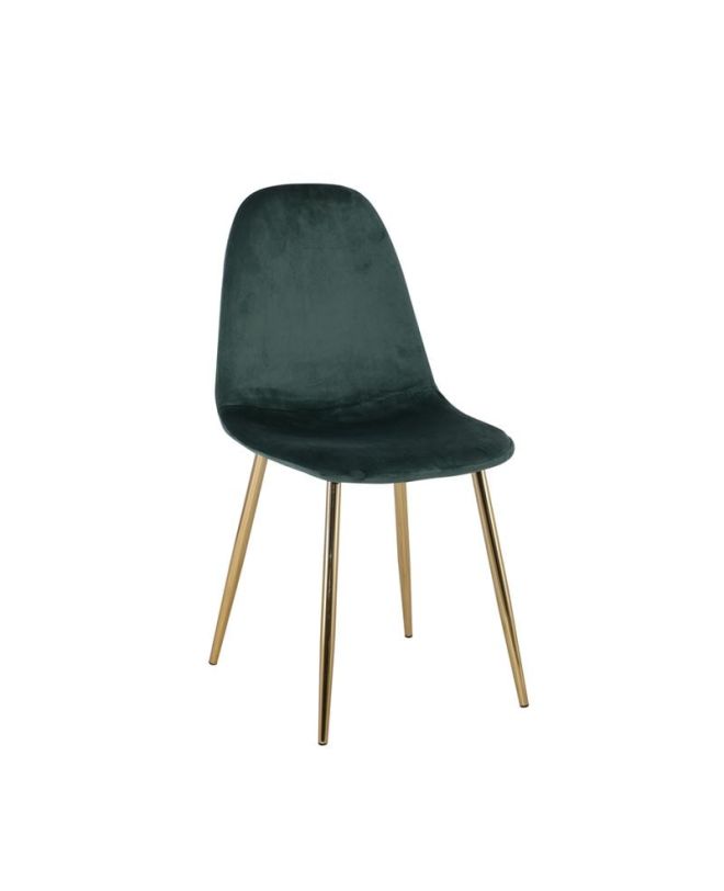 CELINA Καρέκλα Χρώμιο Χρυσό, Ύφασμα Velure, Απόχρωση Forest Green