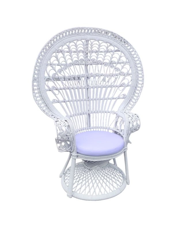 Πολυθρόνα Dorothy Inart με λευκό μαξιλάρι-λευκό rattan 115x53x147εκ