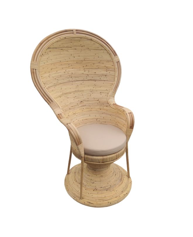 Πολυθρόνα Rea Inart με μπεζ μαξιλάρι-φυσικό rattan 92x75x140εκ